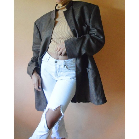 Retro Houndstooth Hickey Freeman Mens Suit Jacket - Picture 3 of 5